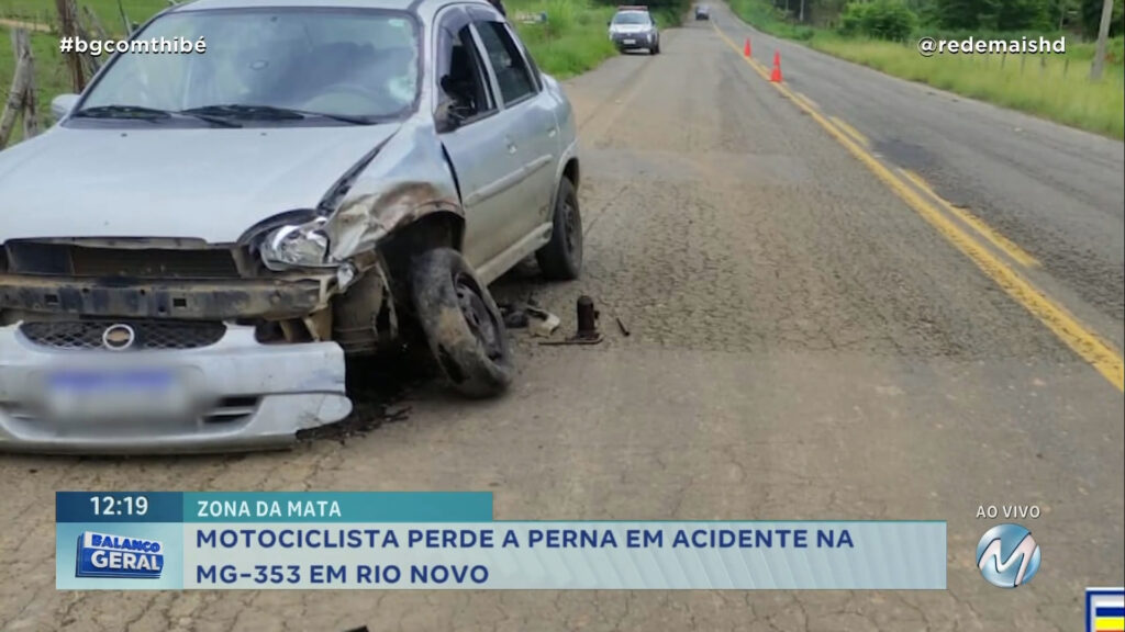 MOTOCICLISTA PERDE A PERNA EM ACIDENTE NA MG-353 EM RIO NOVO