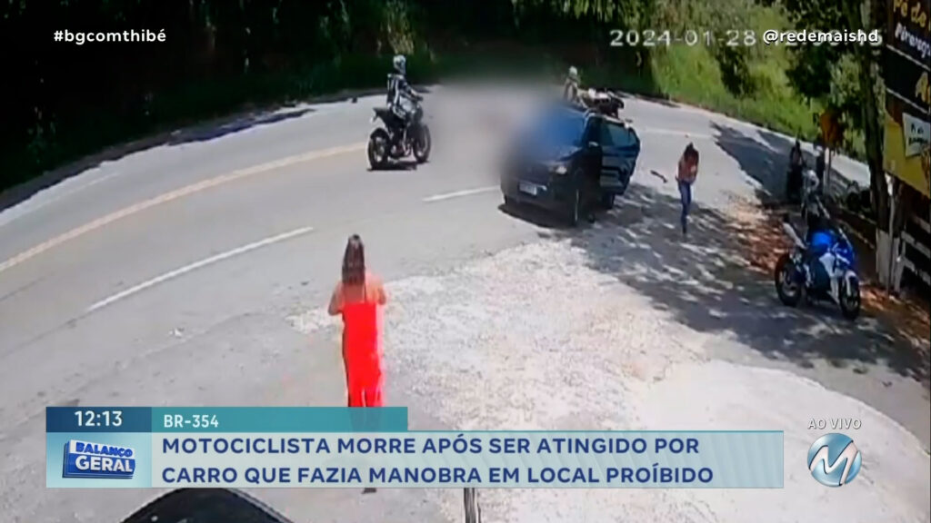 MOTOCICLISTA MORRE APÓS SER ATINGIDO POR CARRO QUE FAZIA MANOBRA EM LOCAL PROIBIDO NA BR-354