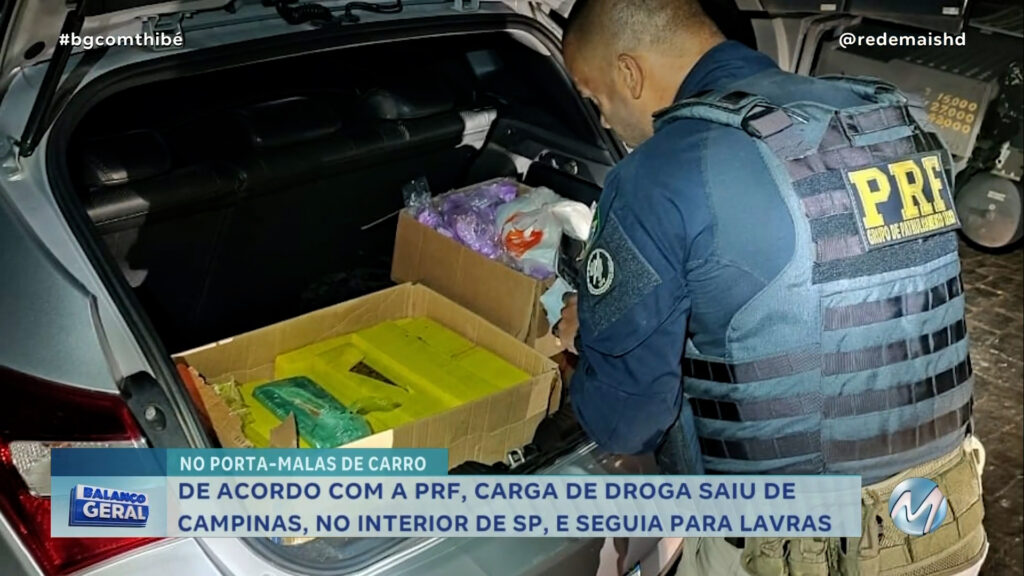 PRF APREENDE MAIS DE 30 KG DE DROGAS EM PORTA-MALAS DE VEÍCULO NA FERNÃO DIAS EM LAVRAS