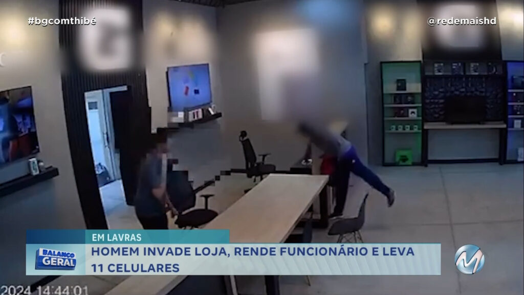 HOMEM INVADE LOJA, RENDE FUNCIONÁRIO E LEVA 11 CELULARES EM LAVRAS