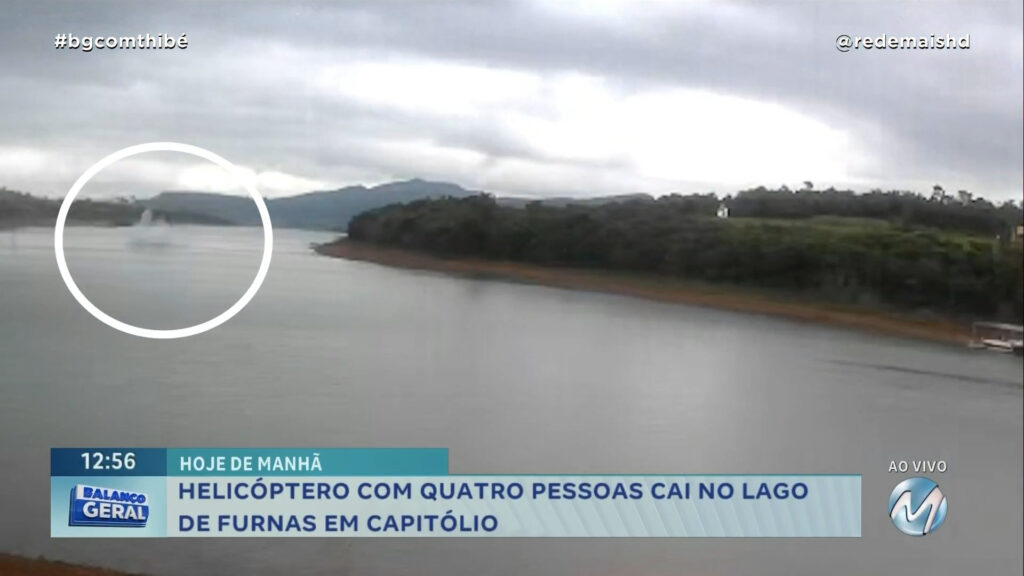 HELICÓPTERO COM QUATRO PESSOAS CAI NO LAGO DE FURNAS EM CAPITÓLIO