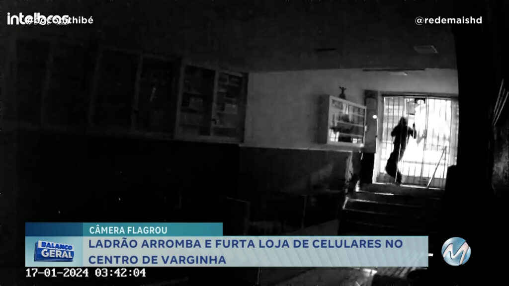 LADRÃO ARROMBA E FURTA LOJA DE CELULARES NO CENTRO DE VARGINHA