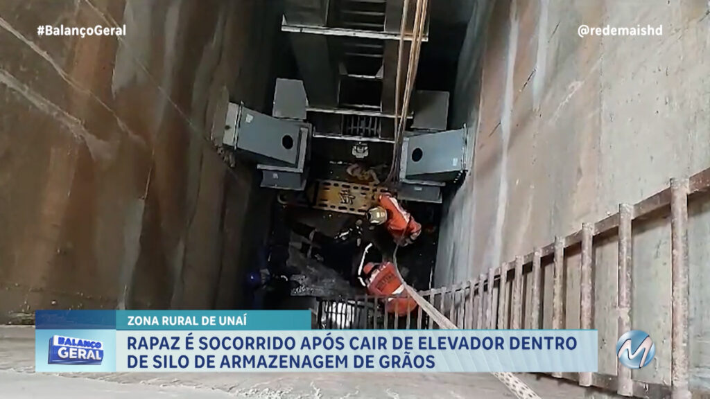 DRAMÁTICO: SOCORRISTAS RESGATAM RAPAZ QUE DESPENCOU DE UM ELEVADOR EM UNAÍ