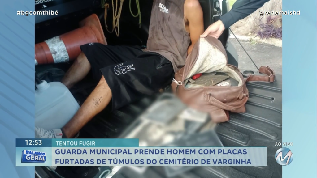 GUARDA MUNICIPAL PRENDE HOMEM COM PLACAS FURTADAS DE TÚMULOS DO CEMITÉRIO DE VARGINHA