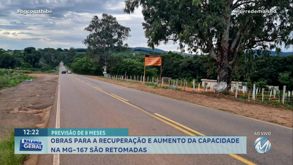 PREVISÃO DE 8 MESES: OBRAS PARA A RECUPERAÇÃO E AUMENTO DA CAPACIDADE NA MG-167 SÃO RETOMADAS