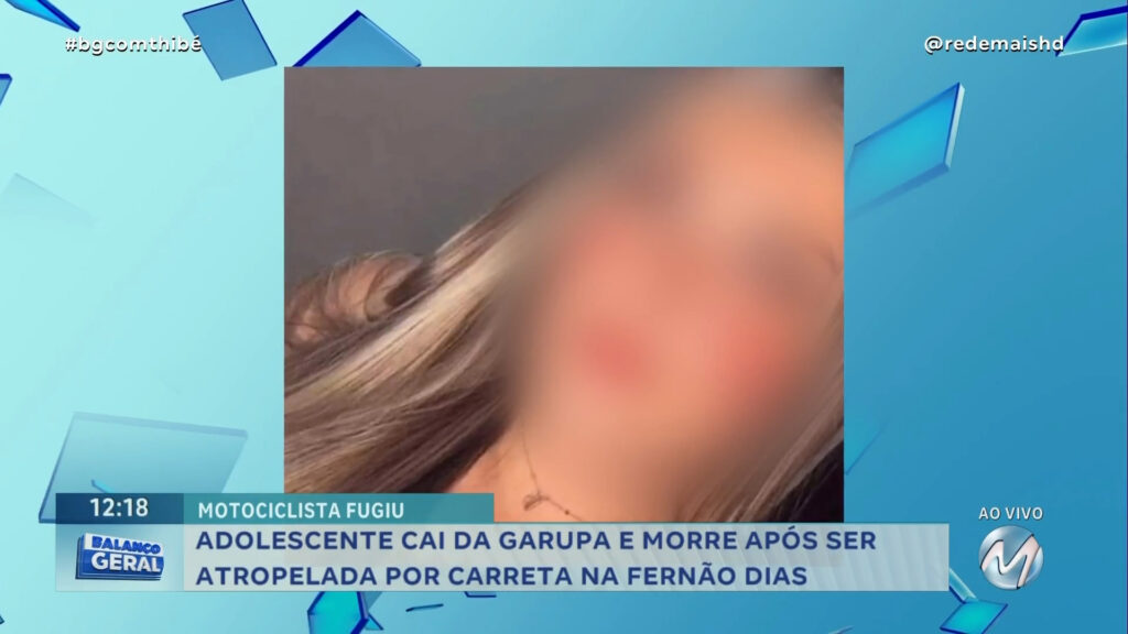 ADOLESCENTE CAI DA GARUPA DE MOTO E MORRE APÓS SER ATROPELADA POR CARRETA NA FERNÃO DIAS