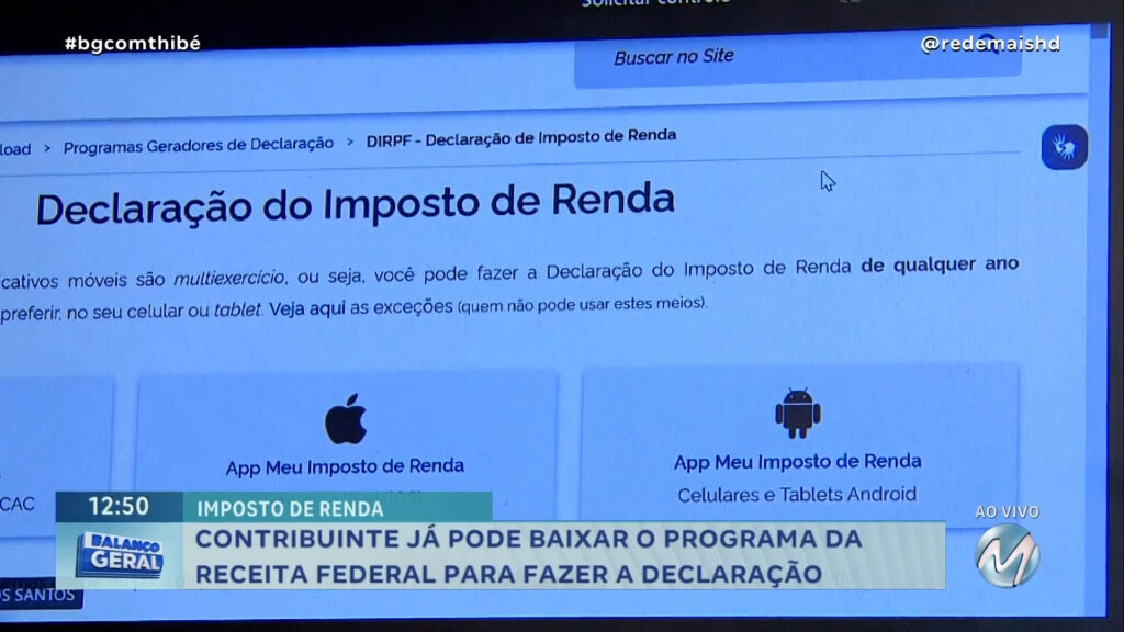 IR: CONTRIBUINTE JÁ PODE BAIXAR O PROGRAMA DA RECEITA FEDERAL PARA FAZER A DECLARAÇÃO