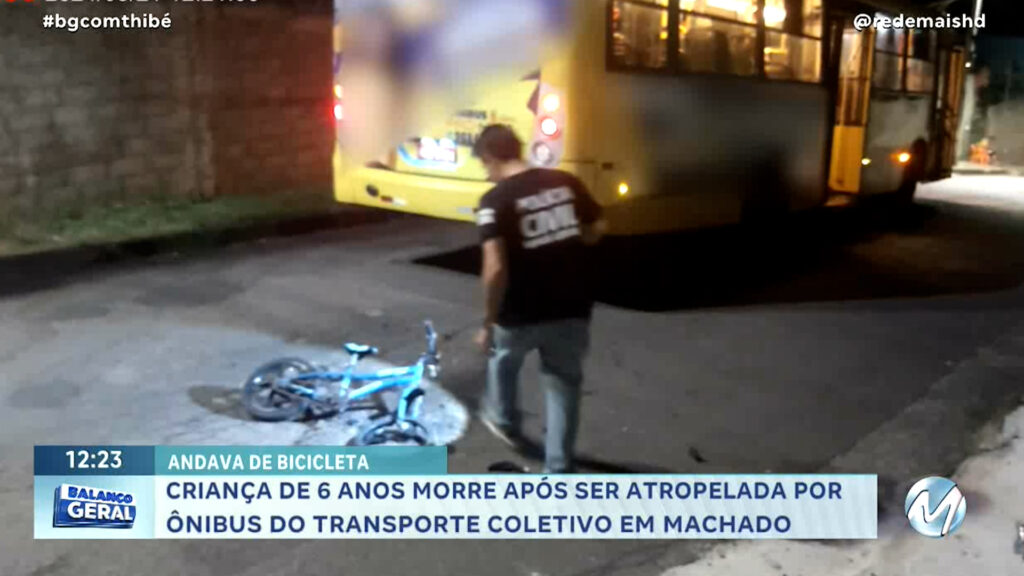 CRIANÇA DE 6 ANOS MORRE APÓS SER ATROPELADA POR ÔNIBUS EM MACHADO