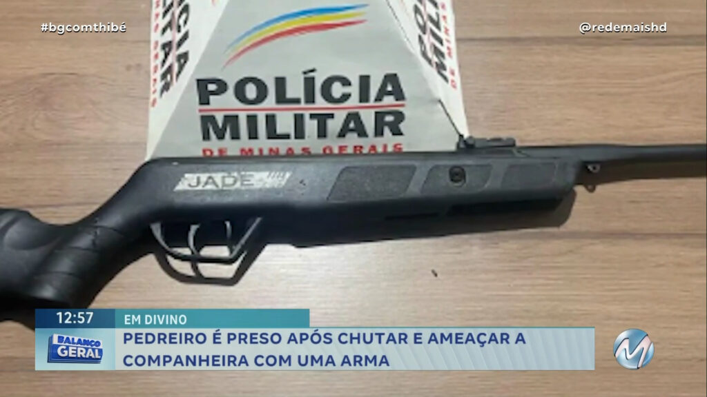 PEDREIRO É PRESO APÓS CHUTAR E AMEAÇAR A COMPANHEIRA COM UMA ARMA EM DIVINO