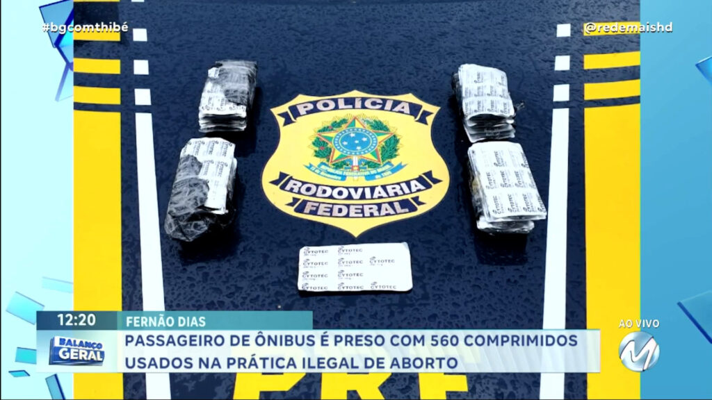 PASSAGEIRO DE ÔNIBUS É PRESO COM 560 COMPRIMIDOS USADOS NA PRÁTICA ILEGAL DE ABORTO