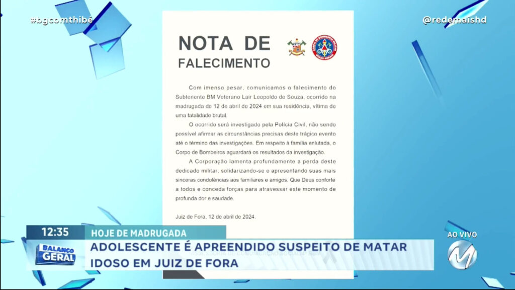 ADOLESCENTE É APREENDIDO SUSPEITO DE MATAR IDOSO EM JUIZ DE FORA