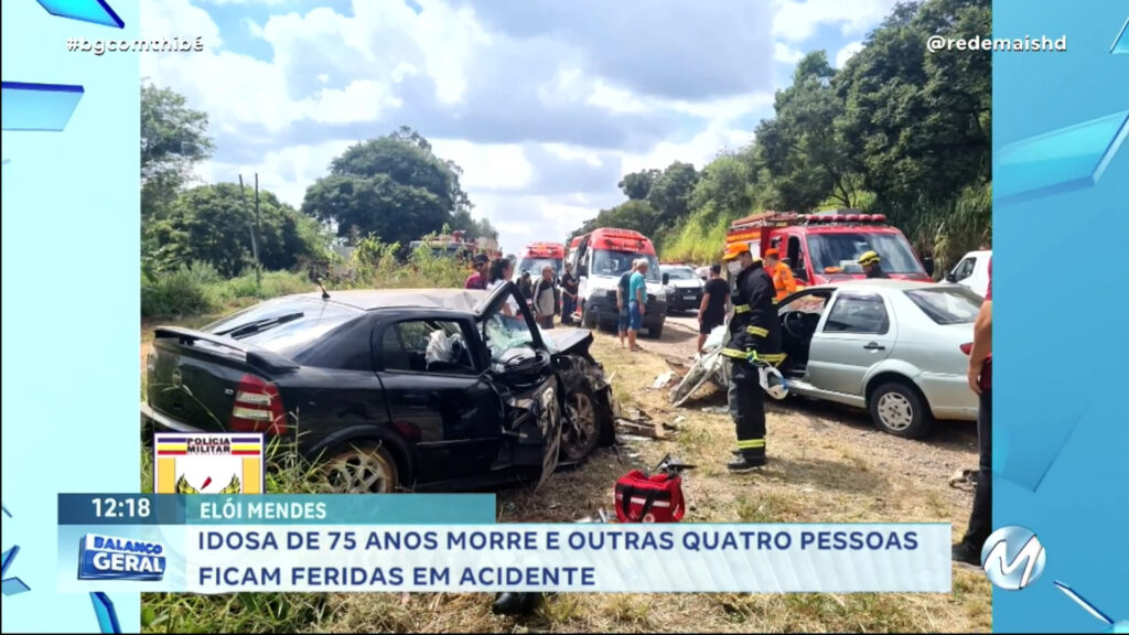 IDOSA DE 75 ANOS MORRE E QUATRO PESSOAS FICAM FERIDAS EM ACIDENTE EM ELÓI MENDES