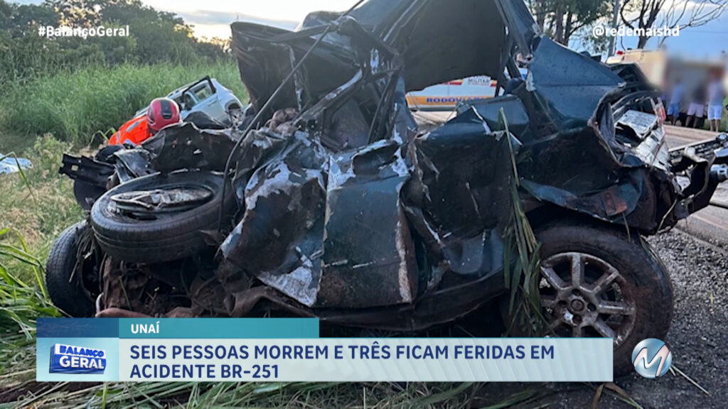 TRAGÉDIA: BATIDA ENTRE DOIS CARROS DEIXA SEIS MORTOS E DOIS FERIDOS NA BR-251