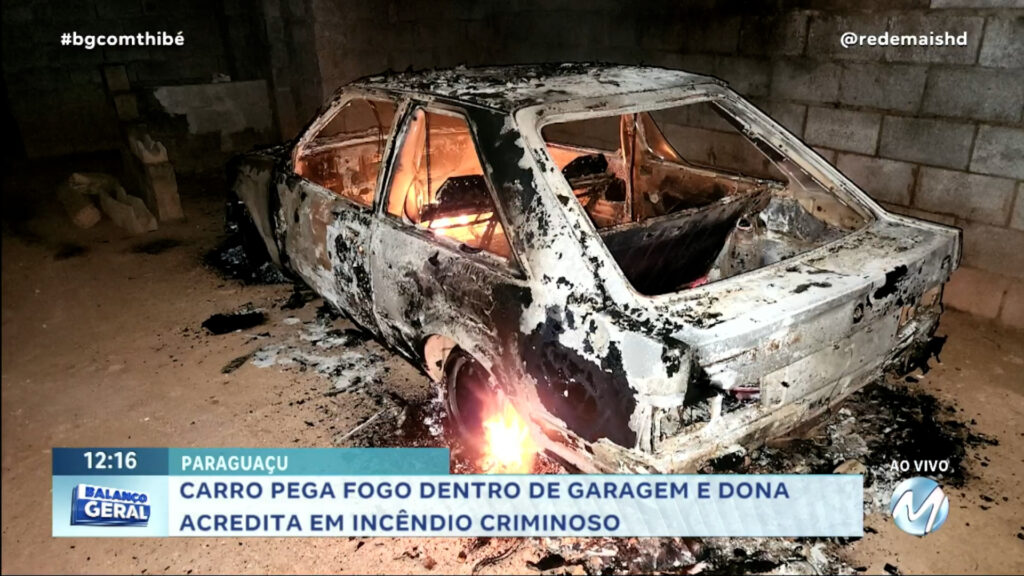 CARRO PEGA FOGO DENTRO DE GARAGEM E DONA ACREDITA EM INCÊNDIO CRIMINOSO