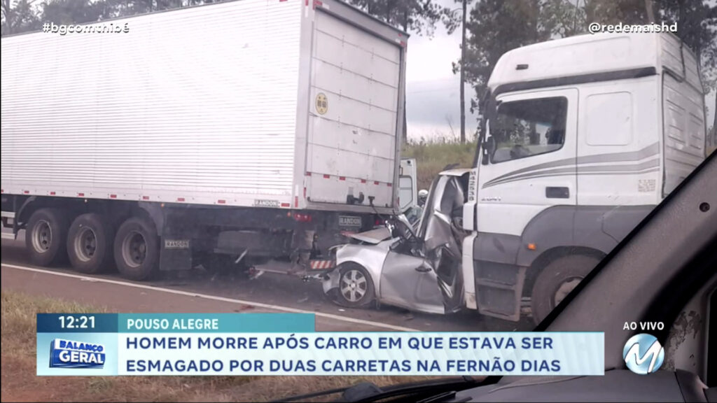 HOMEM MORRE ESMAGADO POR DUAS CARRETAS NA FERNÃO DIAS