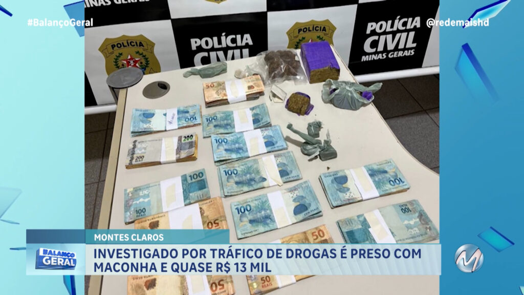 INVESTIGADO POR TRÁFICO DE DROGAS É PRESO COM MACONHA E QUASE R$ 13 MIL
