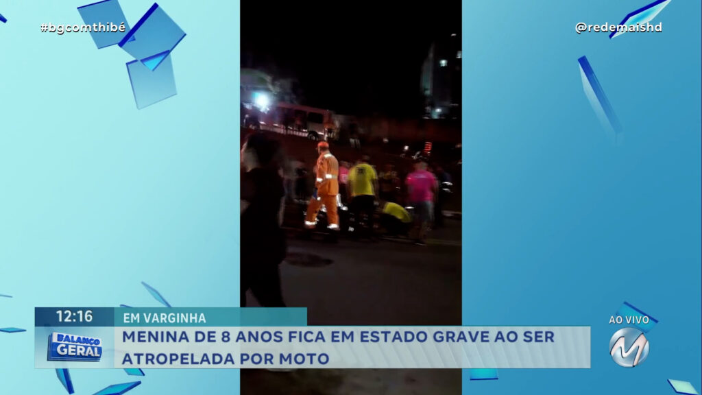 MENINA DE 8 ANOS FICA EM ESTADO GRAVE AO SER ATROPELADA POR MOTO