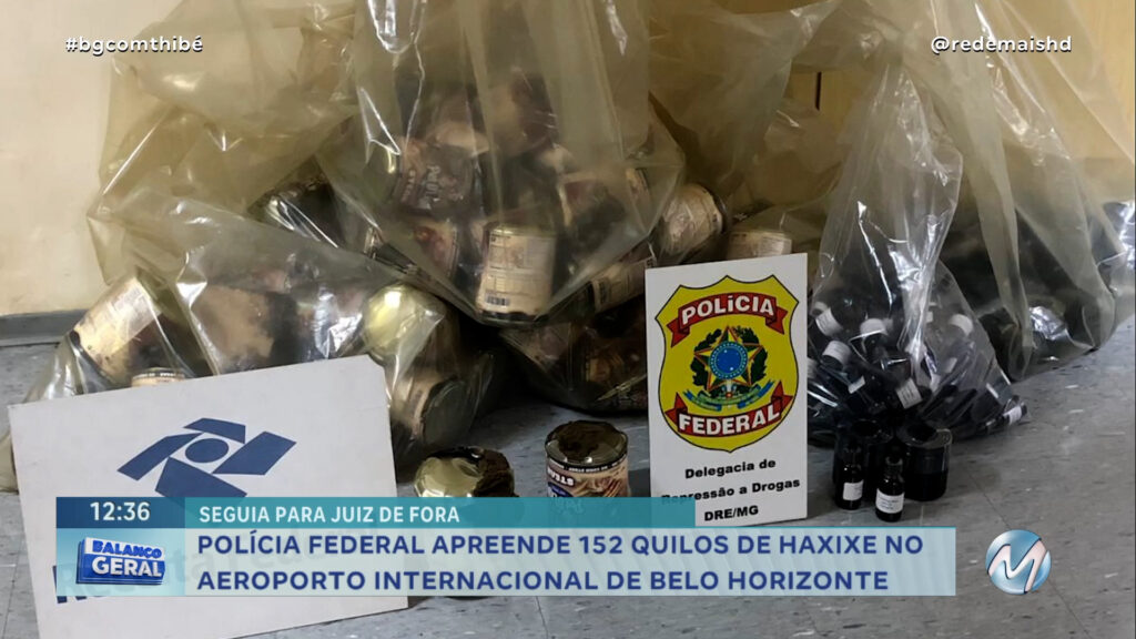 POLÍCIA FEDERAL APREENDE 152 QUILOS DE HAXIXE NO AEROPORTO INTERNACIONAL DE BELO HORIZONTE