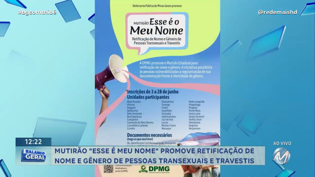 MUTIRÃO PROMOVE RETIFICAÇÃO DE NOME E GÊNERO DE PESSOAS TRANSEXUAIS E TRAVESTIS