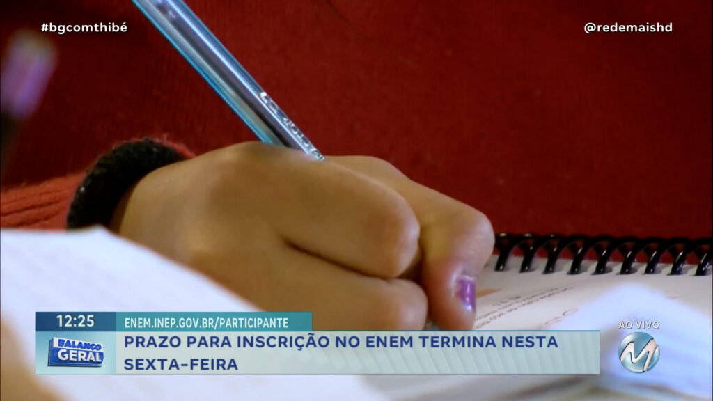 PRAZO PARA INSCRIÇÃO NO ENEM TERMINA NESTA SEXTA-FEIRA