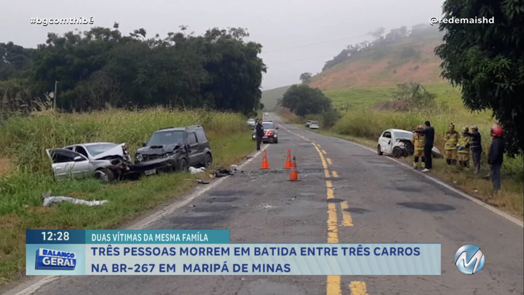 TRÊS PESSOAS MORREM EM ACIDENTE ENVOLVENDO 3 CARROS NA BR-267