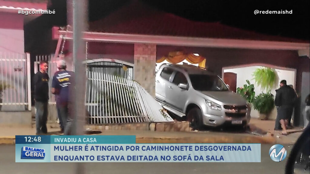 MULHER É ATINGIDA POR CAMINHONETE DENTRO DE CASA