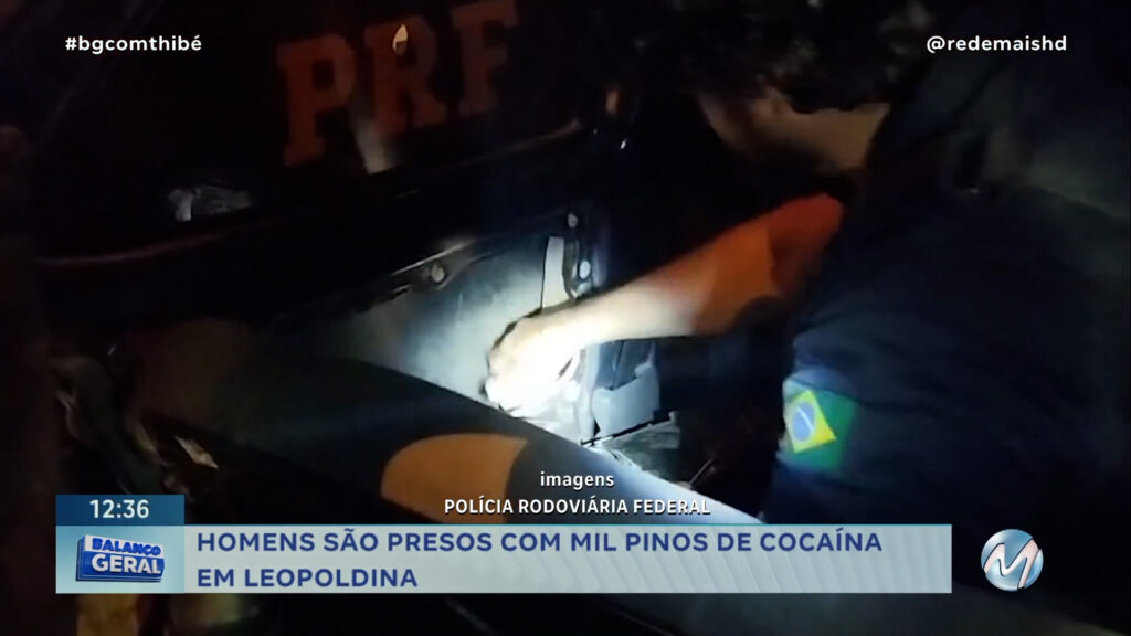 HOMENS SÃO PRESOS COM MIL PINOS DE COCAÍNA EM LEOPOLDINA