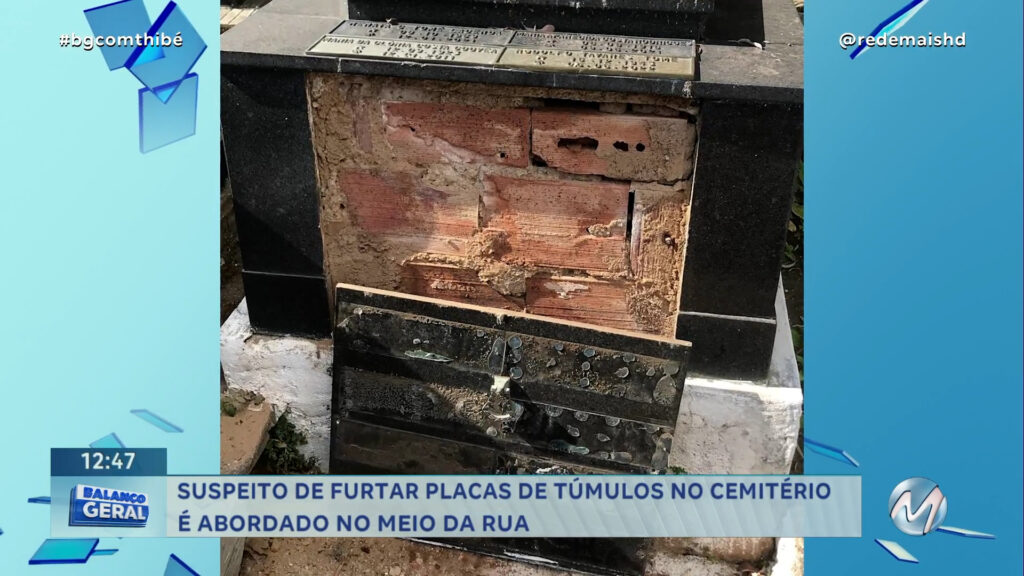 SUSPEITO DE FURTAR PLACAS DE TÚMULOS NO CEMITÉRIO É ABORDADO NO MEIO DA RUA