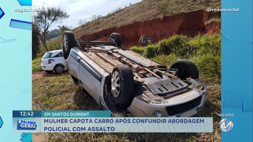 MULHER CAPOTA CARRO APÓS CONFUNDIR ABORDAGEM POLICIAL COM ASSALTO