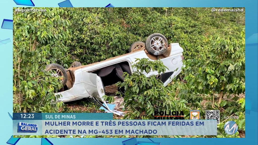 MULHER MORRE EM ACIDENTE NA MG-453 EM MACHADO