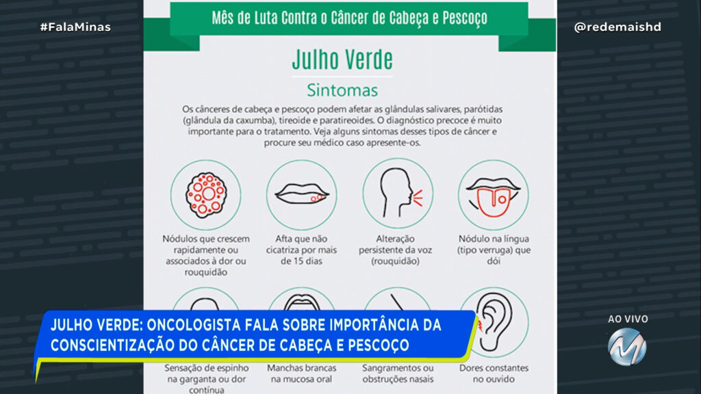 JULHO VERDE: MÊS É DE CONSCIENTIZAÇÃO SOBRE CÂNCER DE CABEÇA E PESCOÇO