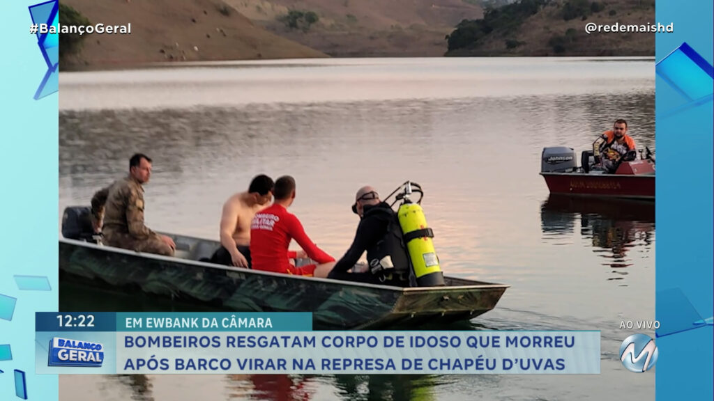 BOMBEIROS RESGATAM CORPO DE IDOSO APÓS BARCO VIRAR NA REPRESA DE CHAPÉU D’UVAS