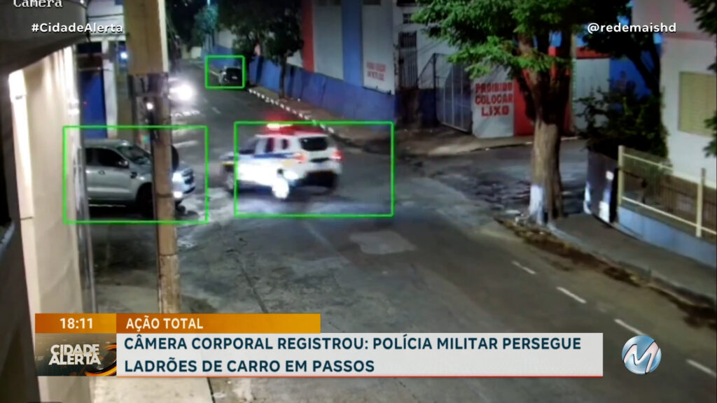 CÂMERA CORPORAL REGISTROU: LADRÕES CAEM COM CARRO DENTRO DE CÓRREGO DURANTE PERSEGUIÇÃO POLICIAL