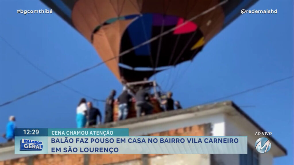 BALÃO FAZ POUSO EM CASA NO BAIRRO VILA CARNEIRO EM SÃO LOURENÇO