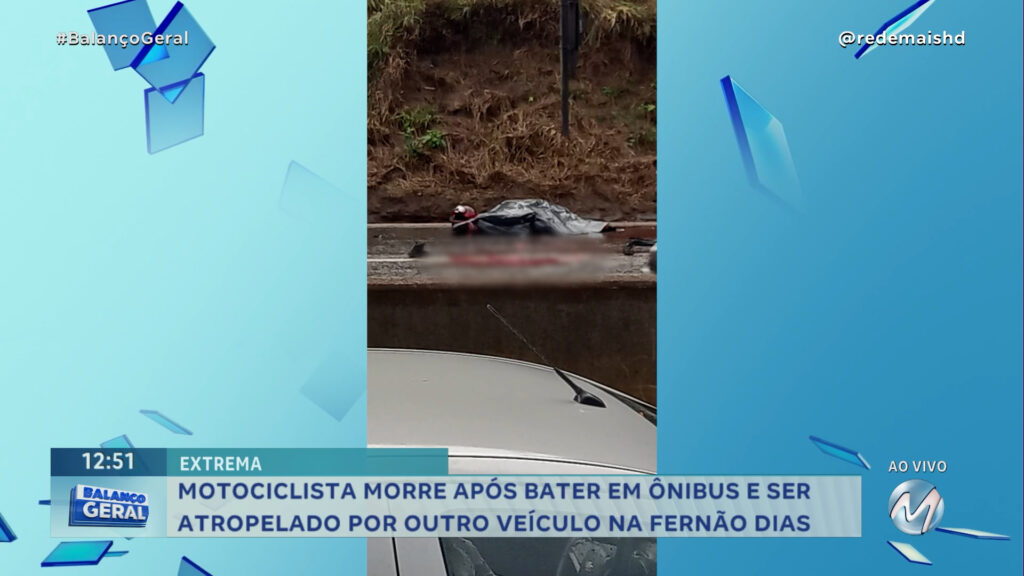 MOTOCICLISTA MORRE APÓS BATER EM ÔNIBUS E SER ATROPELADO POR OUTRO VEÍCULO NA FERNÃO DIAS