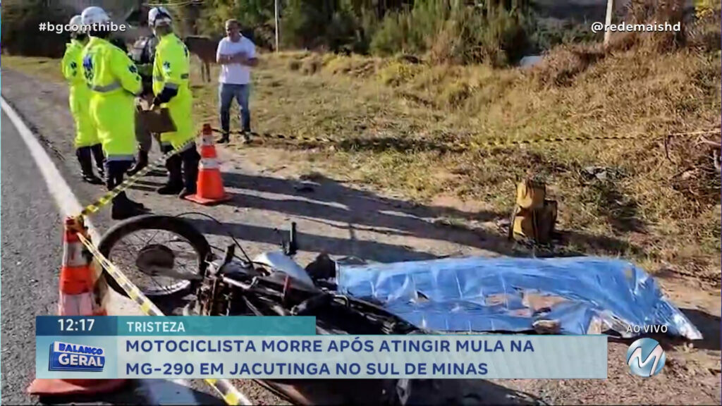 MOTOCICLISTA MORRE APÓS ATINGIR MULA NA MG-290 EM JACUTINGA