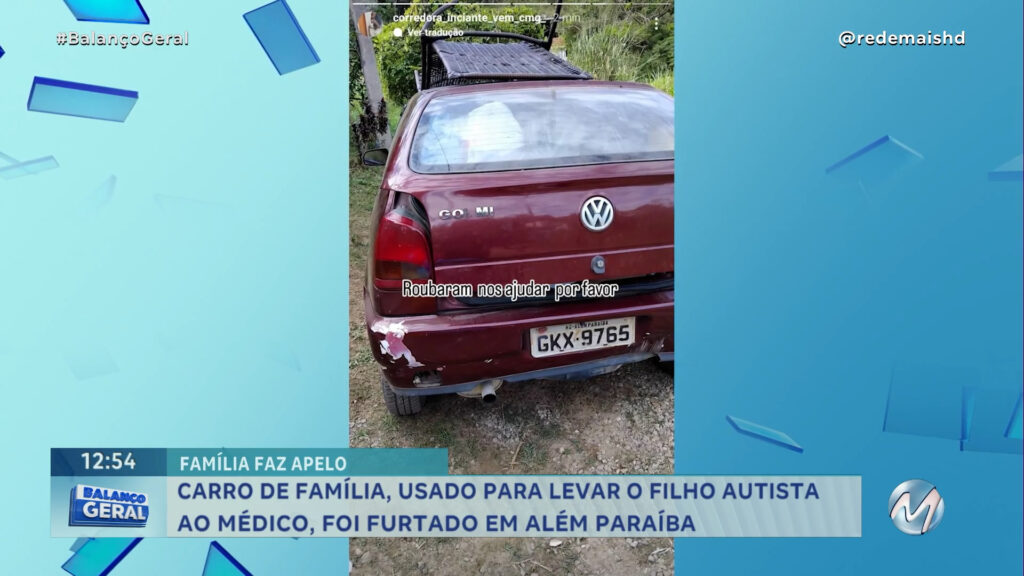 FOI FURTADO: CARRO DE FAMÍLIA USADO PARA TRATAMENTO DE FILHO AUTISTA