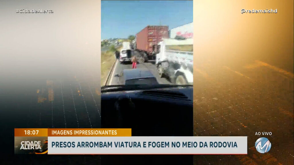 FLAGRANTE: PRESOS ARROMBAM VIATURA E FOGEM NO MEIO DE RODOVIA