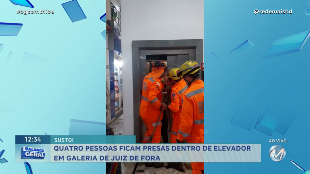 QUATRO PESSOAS FICAM PRESAS DENTRO DE ELEVADOR EM GALERIA DE JUIZ DE FORA