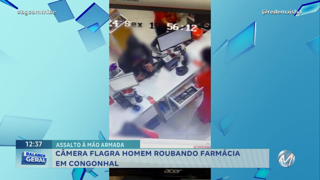 CÂMERA FLAGRA HOMEM ROUBANDO FARMÁCIA EM CONGONHAL