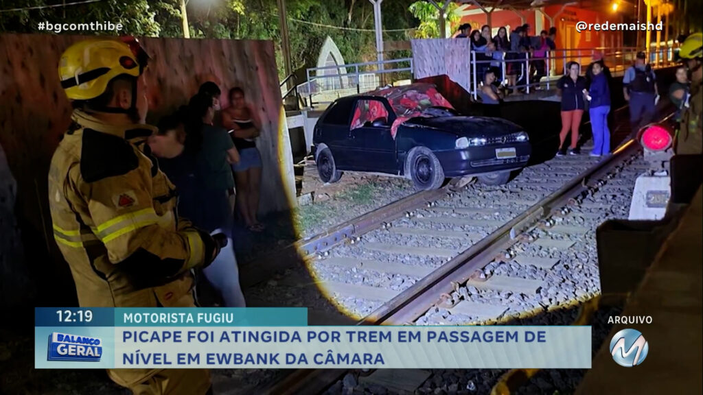 PICAPE FOI ATINGIDA POR TREM EM PASSAGEM DE NÍVEL EM EWBANK DA CÂMARA