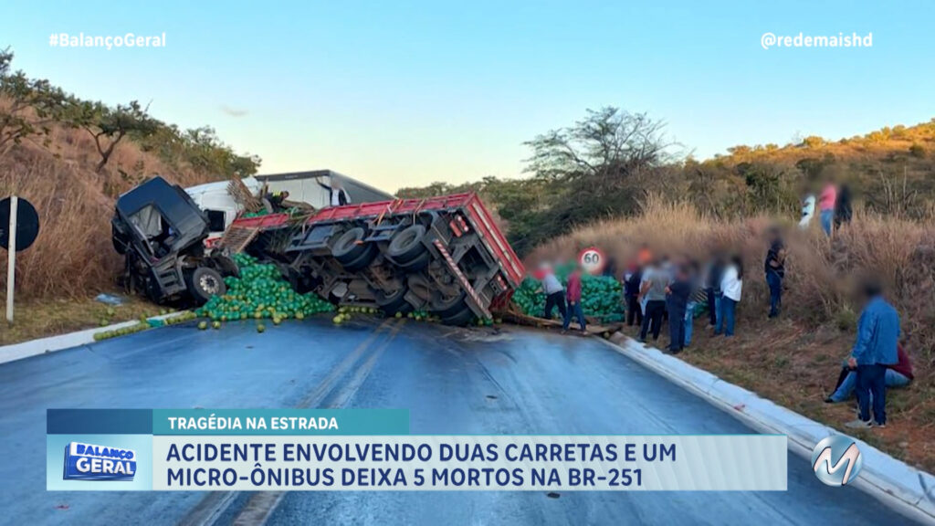 TRAGÉDIA: ACIDENTE GRAVE DEIXA 5 MORTOS NO NORTE DE MINAS