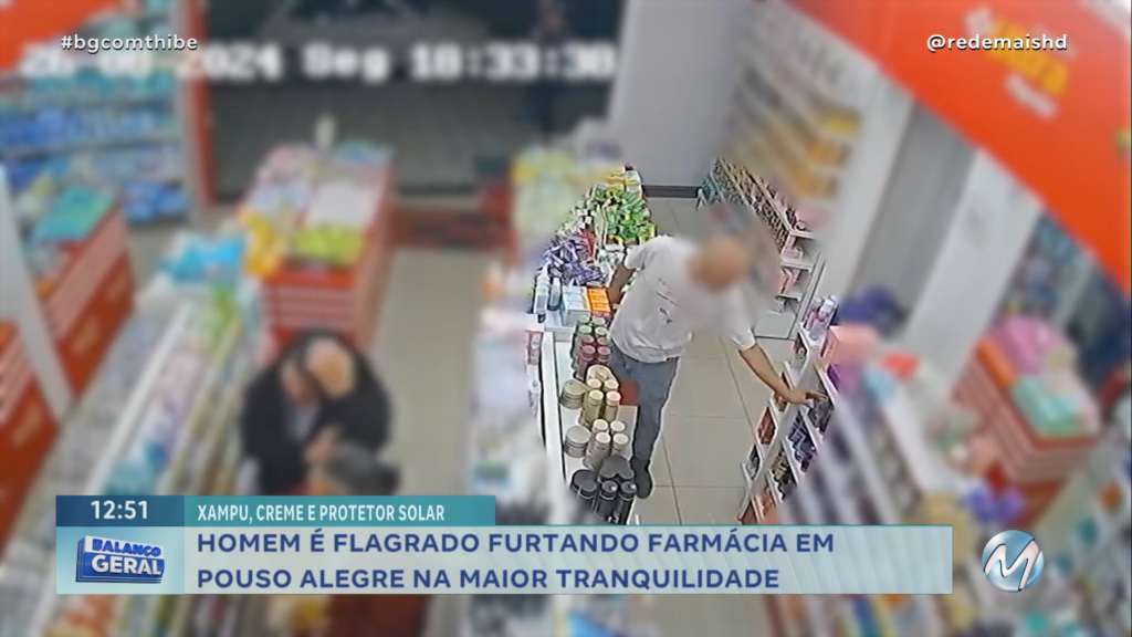 HOMEM É FLAGRADO FURTANDO FARMÁCIA EM POUSO ALEGRE