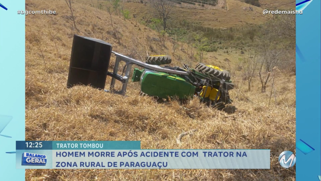 HOMEM MORRE APÓS ACIDENTE COM TRATOR NA ZONA RURAL DE PARAGUAÇU