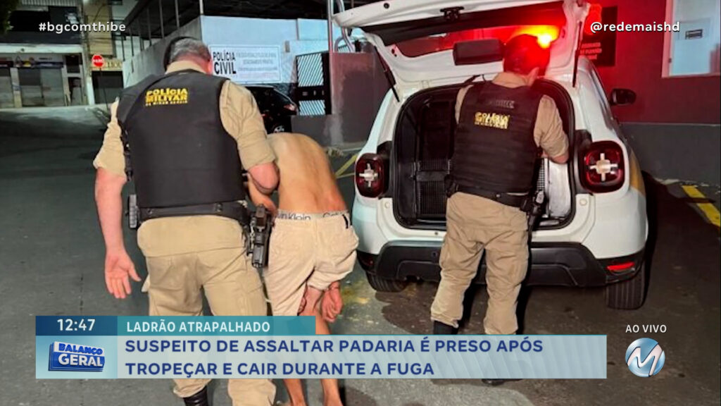 SUSPEITO DE ASSALTAR PADARIA É PRESO APÓS TROPEÇAR E CAIR DURANTE A FUGA