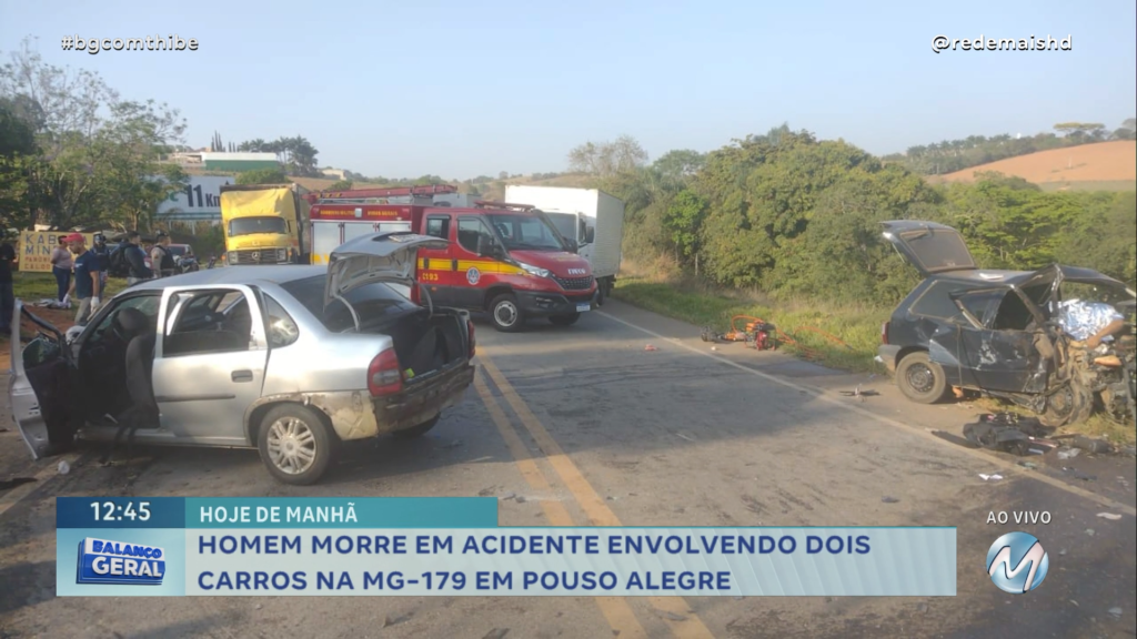 EM POUSO ALEGRE : HOMEM MORRE EM ACIDENTE ENVOLVENDO DOIS CARROS NA MG-179