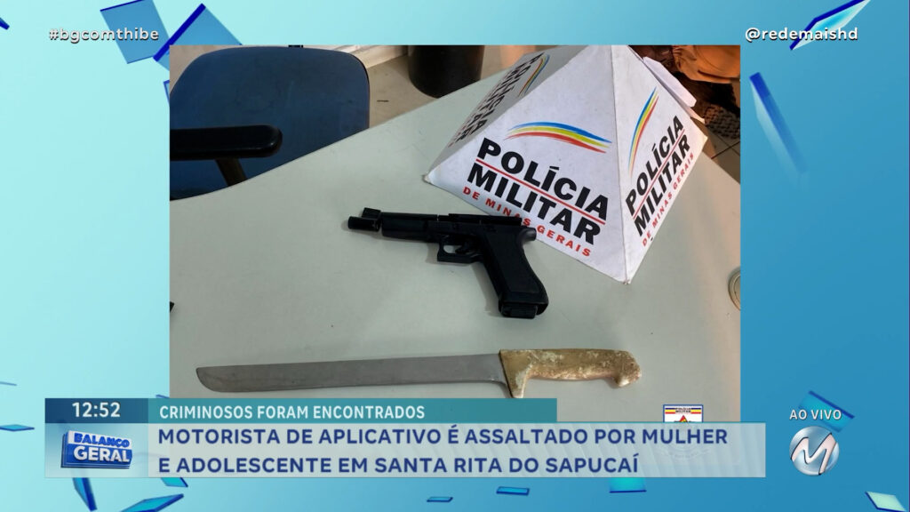 MOTORISTA DE APLICATIVO É ASSALTADO POR MULHER E ADOLESCENTE EM SANTA RITA DO SAPUCAÍ