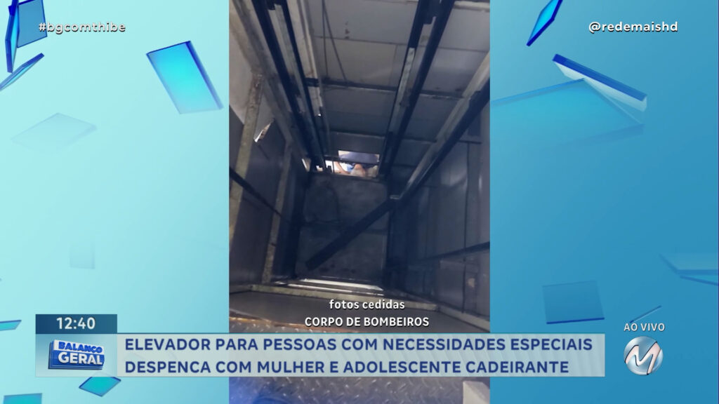 ELEVADOR PARA PESSOAS COM DEFICIÊNCIA DESPENCA COM MULHER E ADOLESCENTE CADEIRANTE