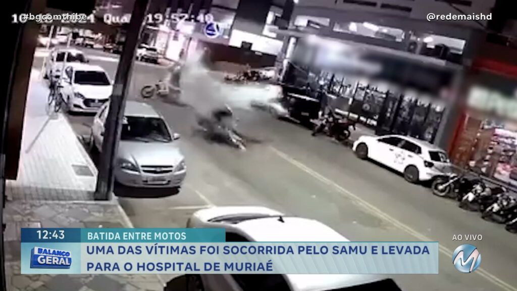 IMAGENS MOSTRAM ACIDENTE ENTRE DUAS MOTOS NO BAIRRO BARRA EM MURIAÉ