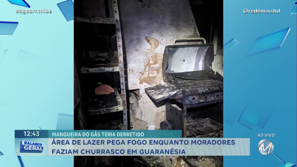 ÁREA DE LAZER PEGA FOGO ENQUANTO MORADORES FAZIAM CHURRASCO EM GUARANÉSIA